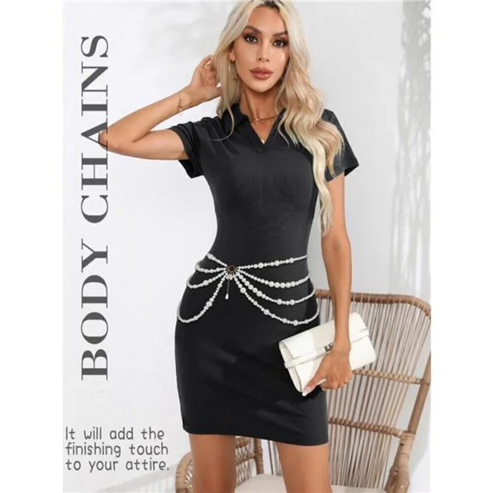 Luxury Pearl Waist Chain Belt – Layered Body Jewelry for Women and Beachwear